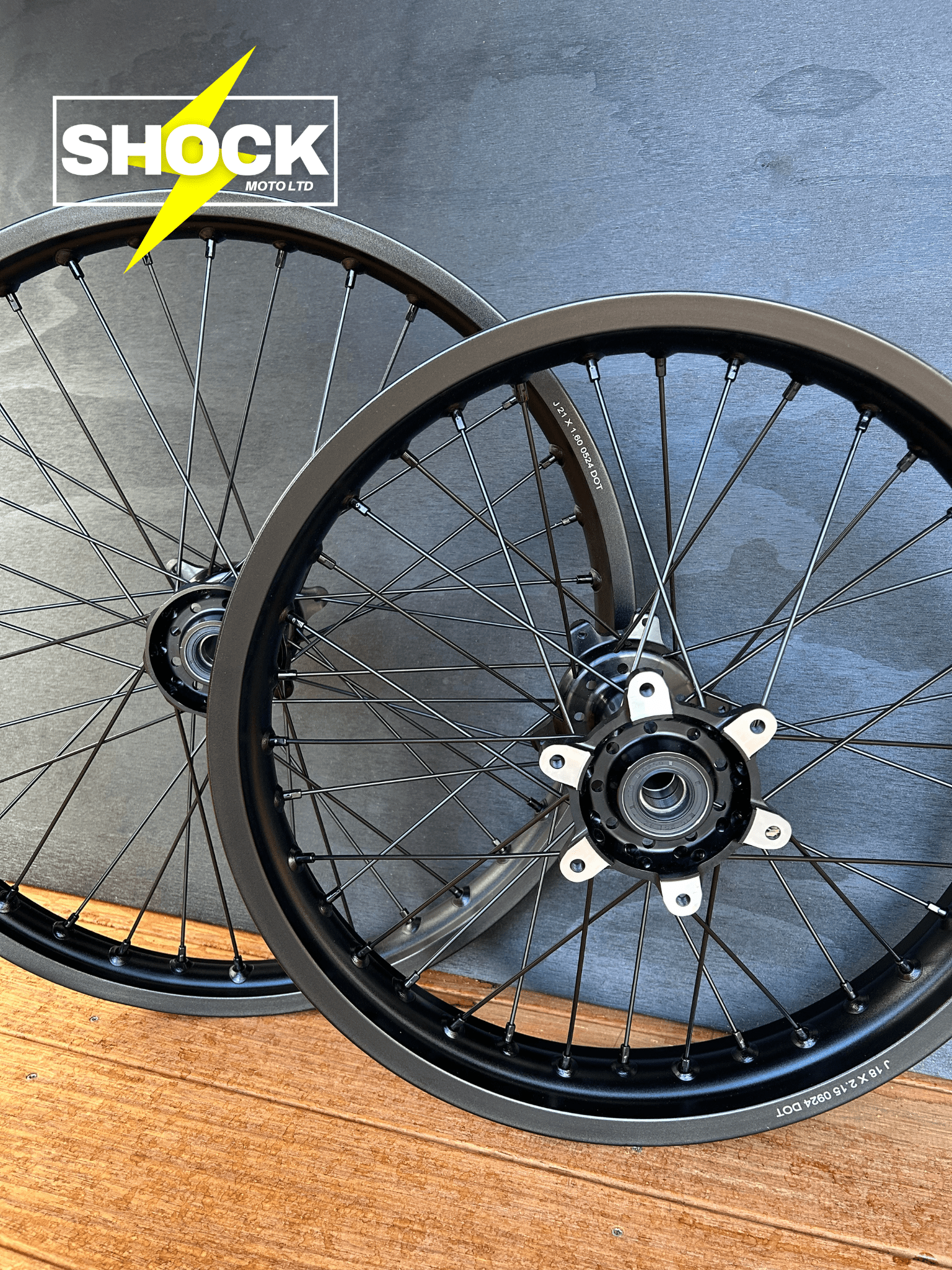 Surron Ultra Bee 21″ x1.6″ & 18″ x2.15″ Front Rear Spoke Wheel Rim Hub Set - Shock Moto Ltd
