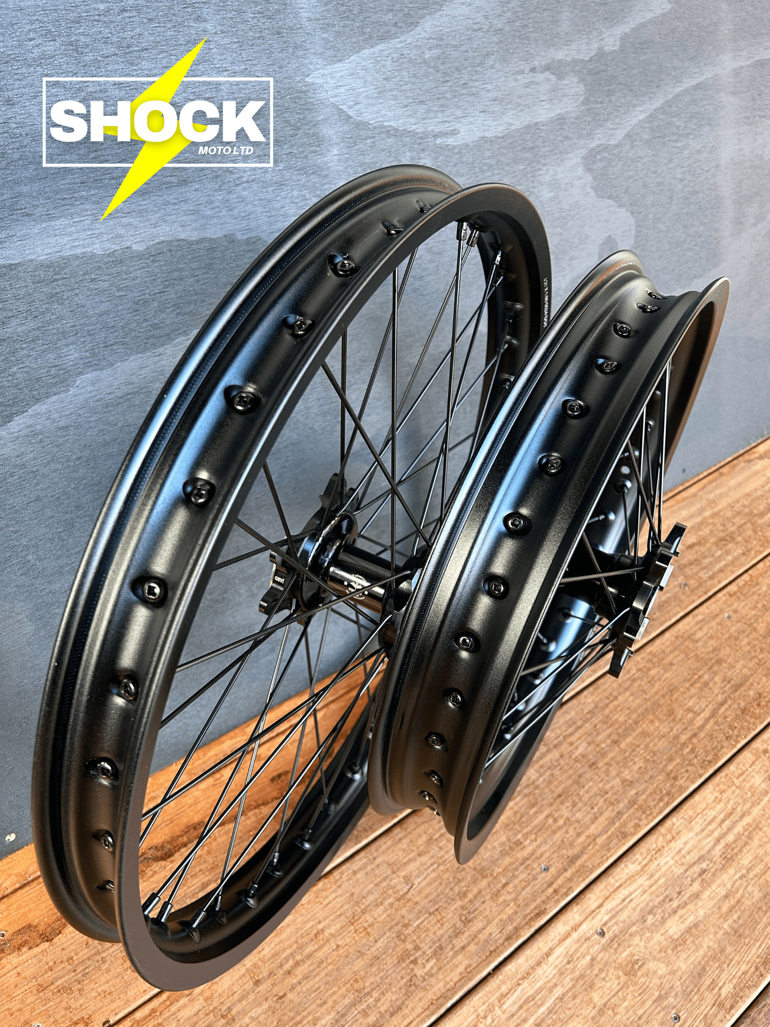 Surron Ultra Bee 21″ x1.6″ & 18″ x2.15″ Front Rear Spoke Wheel Rim Hub Set - Shock Moto Ltd