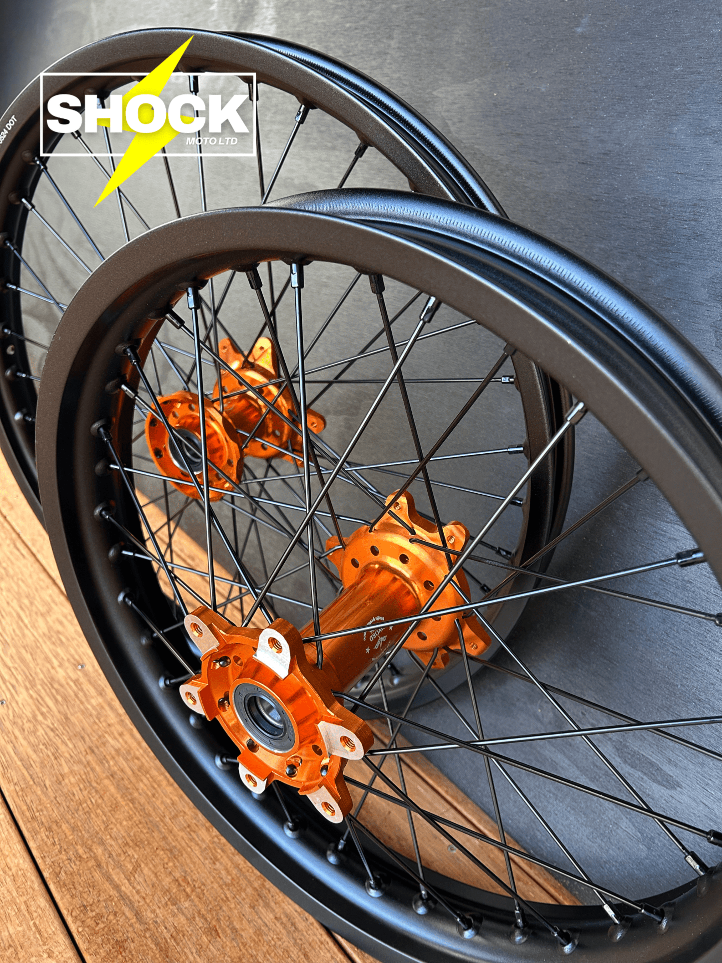Surron Ultra Bee 21″ x1.6″ & 18″ x2.15″ Front Rear Spoke Wheel Rim Hub Set - Shock Moto Ltd