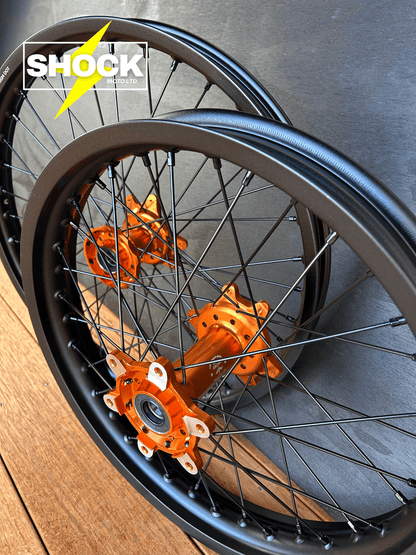 Surron Ultra Bee 21″ x1.6″ & 18″ x2.15″ Front Rear Spoke Wheel Rim Hub Set - Shock Moto Ltd